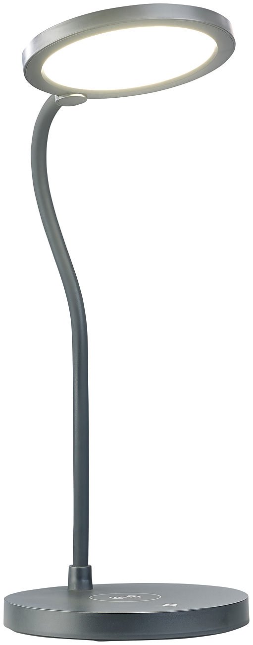 Lunartec Innenbeleuchtung COB Schreibtischlampe mit Qi-Ladestation
