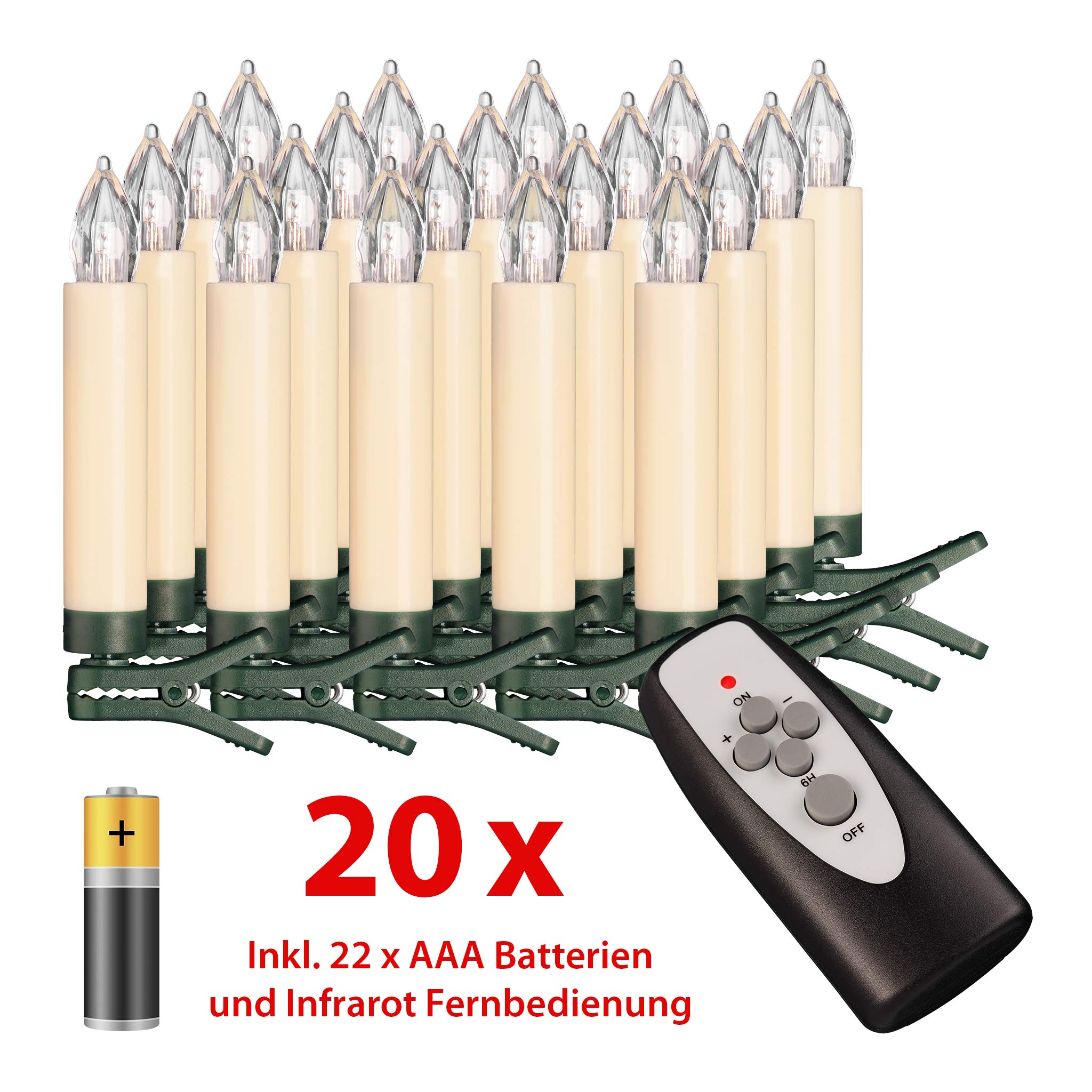 Bonetti Wireless Christmas Candles LED Weihnachtskerzen elfenbein 20er-Set