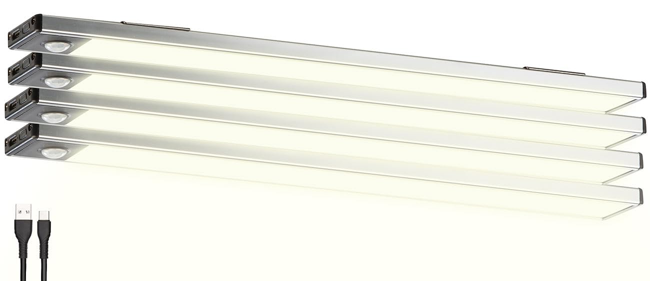 Lunartec Innenbeleuchtung LED-Lichtleiste 4er-Set warmweiß 33cm