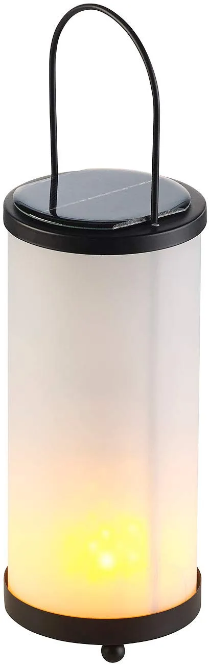 Lunartec Außenbeleuchtung Solar Laterne Glas 96 LEDs Flamme
