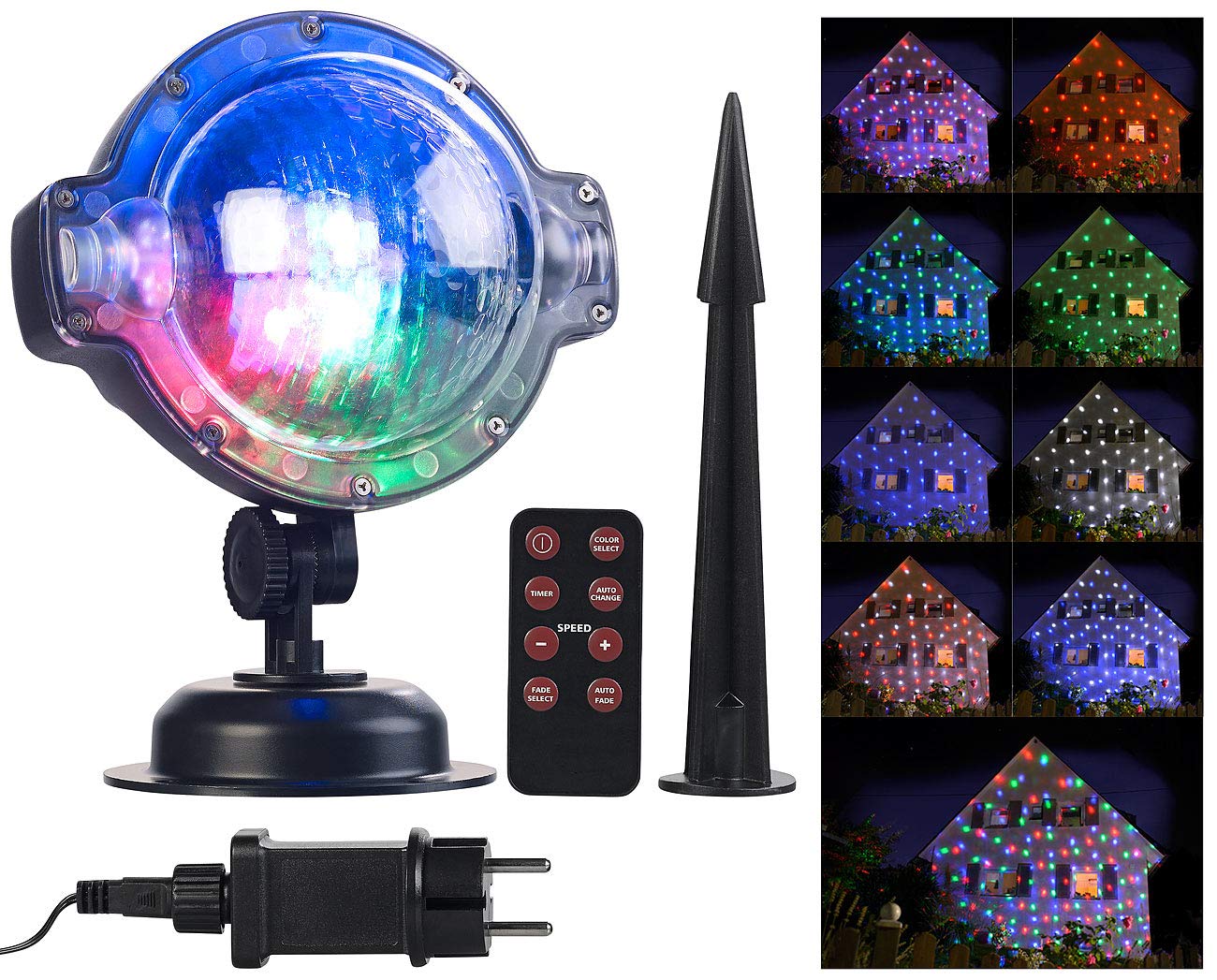 Lunartec Licht-Dekoration Schneefall Projektionslampe weiß RGB mit Timer