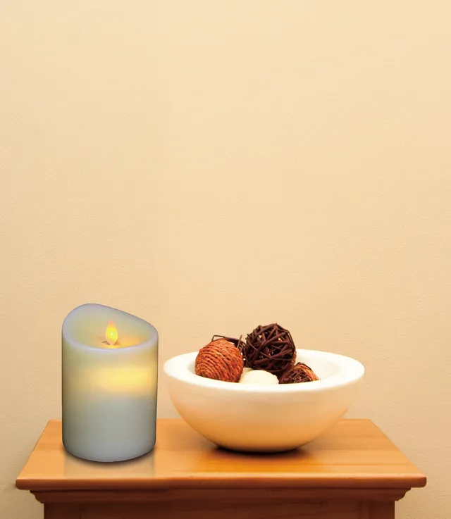 Bonetti Echtwachskerzen LED-Kerze Creme 12,5 cm mit Timer