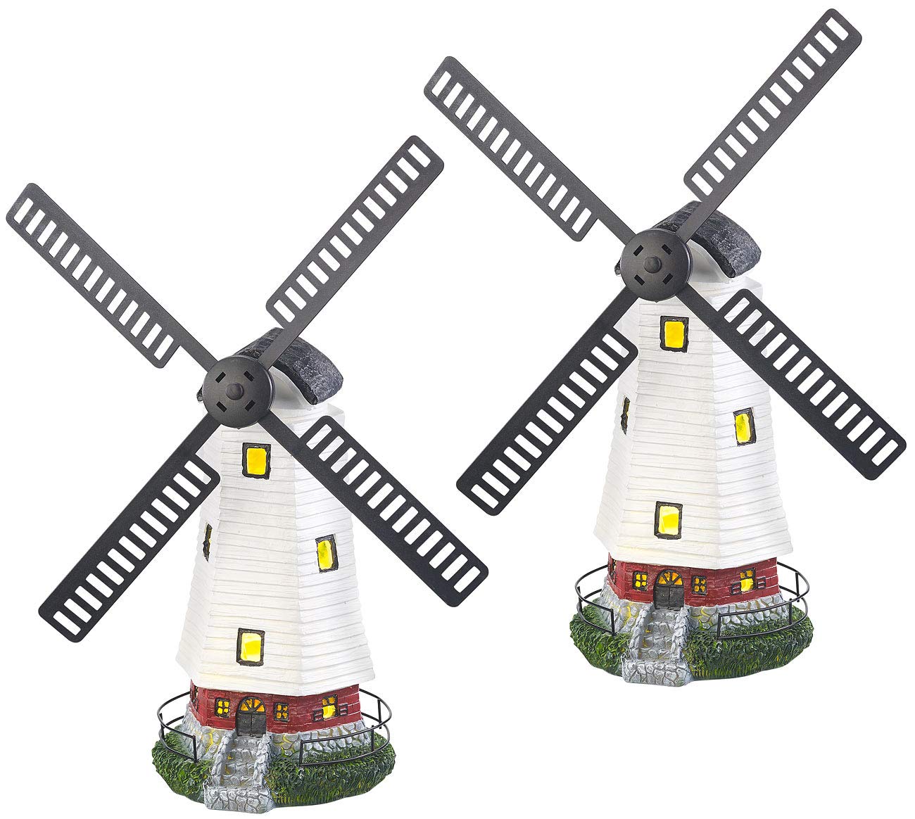 Lunartec Licht-Dekoration Solar-Windmühle mit LED 32cm 2er-Set