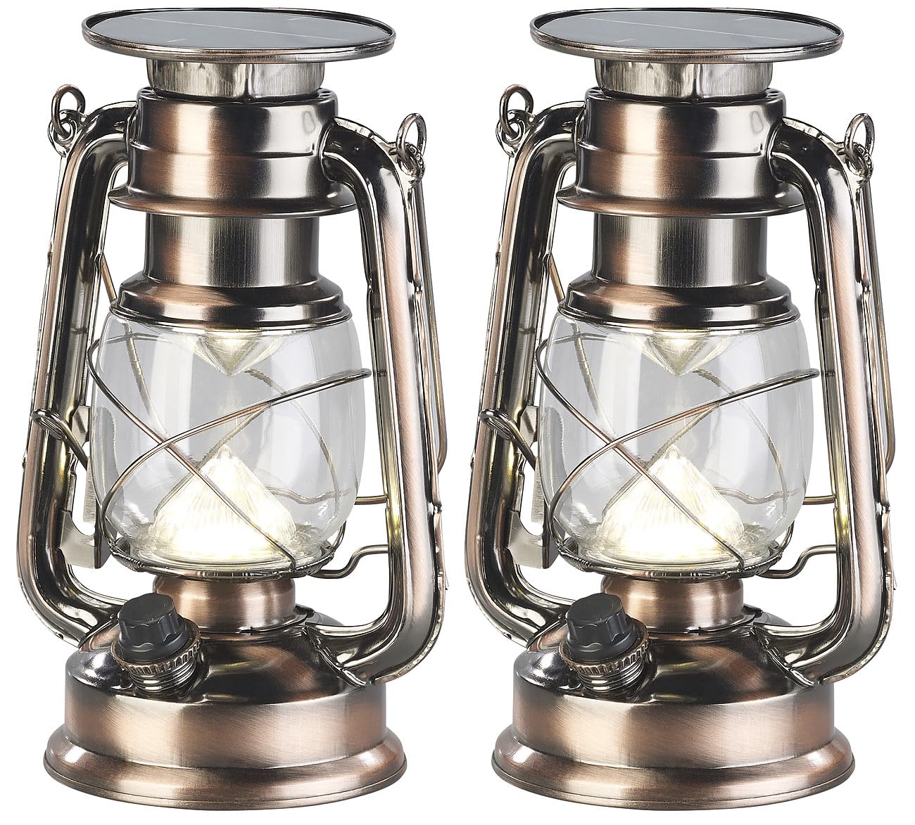 Lunartec Außenbeleuchtung Solar Sturmlampe 2er-Set bronze 200lm