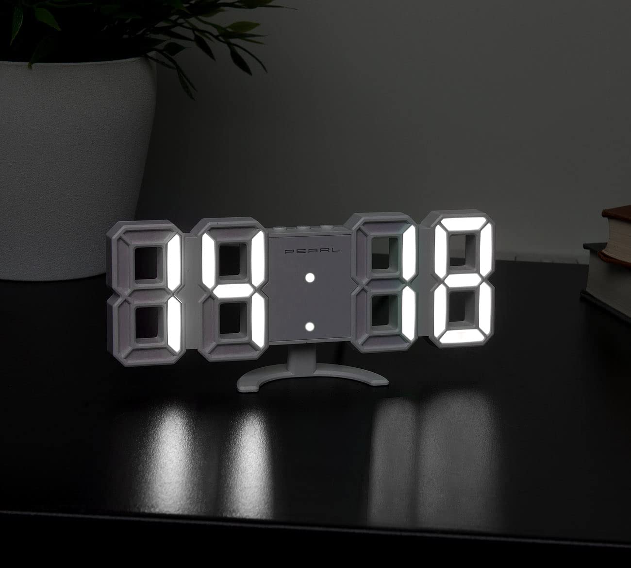 Lunartec LED-Uhren USB Tisch- Wanduhr weiß-rot mit Wecker