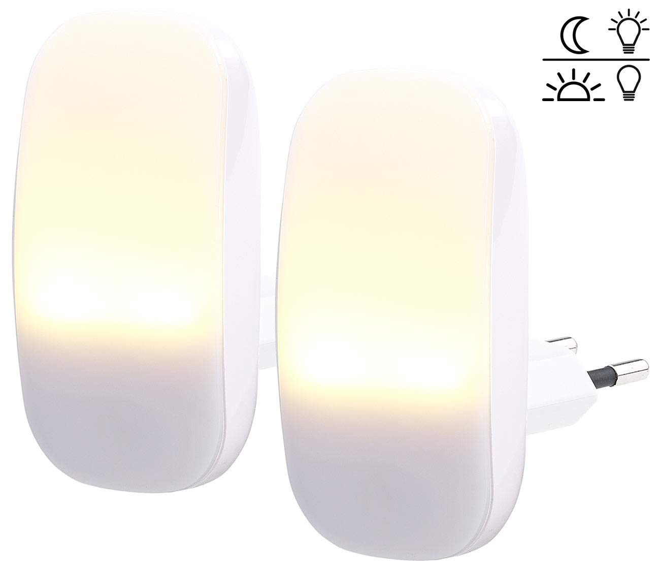 Lunartec Innenbeleuchtung Nachtlicht Steckdose 2er-Set Sensor