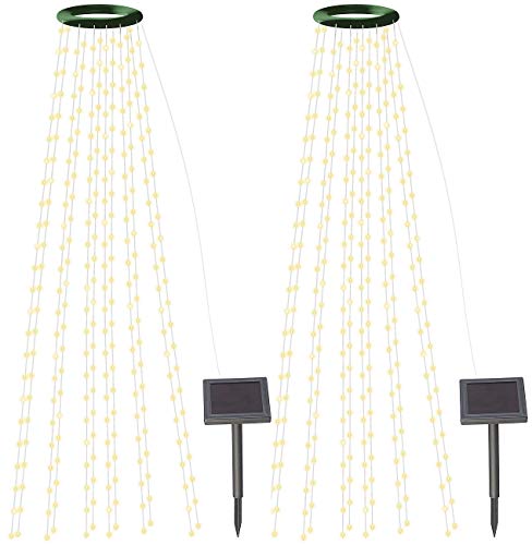 Lunartec Licht-Dekoration Solar Tannenbaum Lichterkette warmweiß 2er-Set 300 LEDs