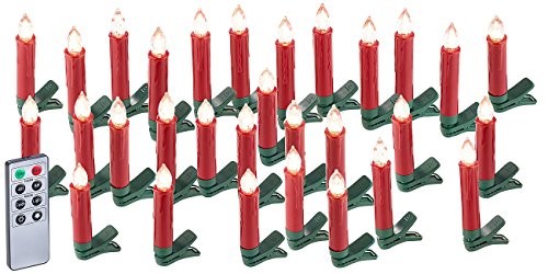 Lunartec Weihnachtskerzen LED-Christbaumkerzen 30er rot
