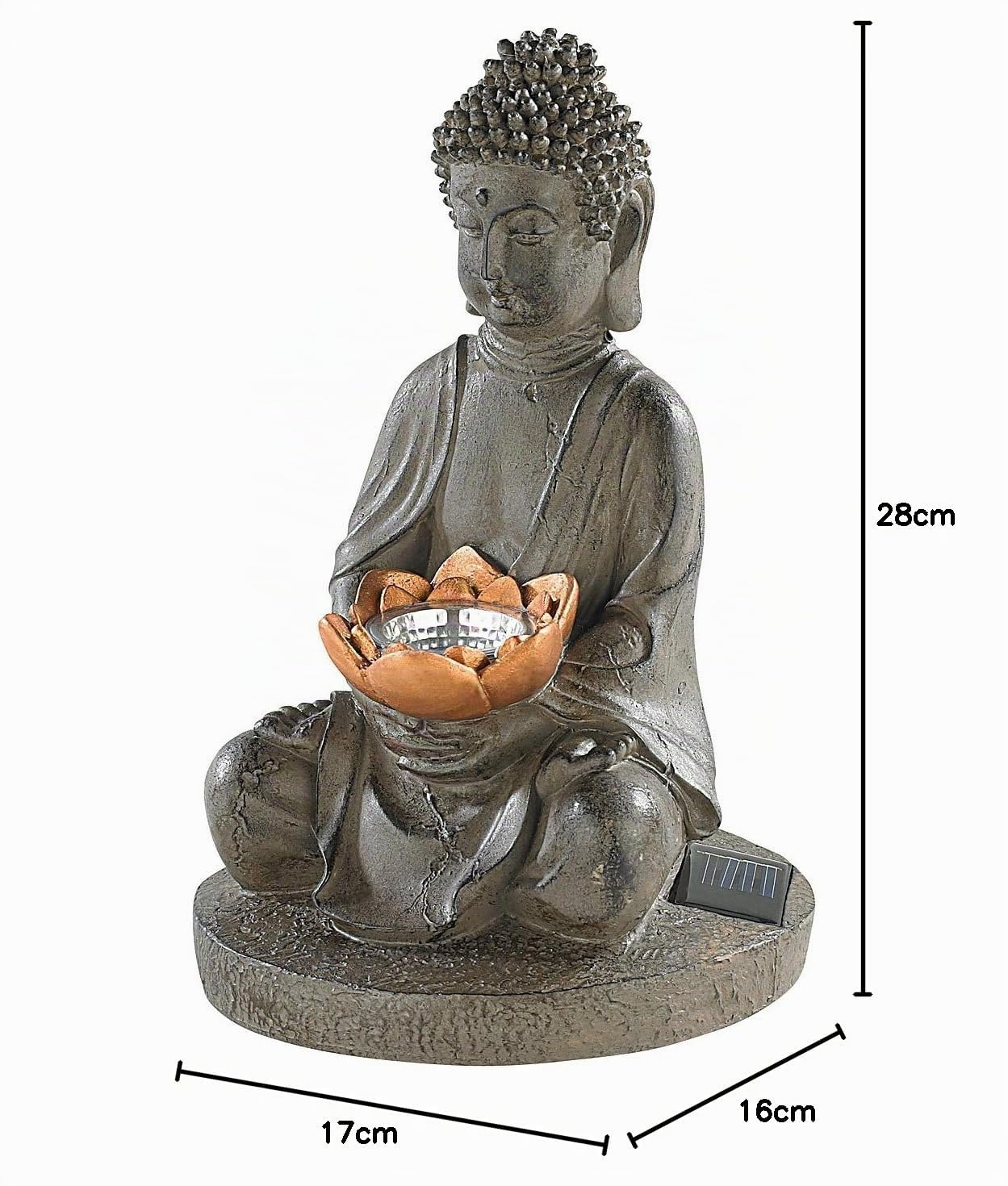 Lunartec Licht-Dekoration Solar-Buddha 28 cm Steinoptik bronze