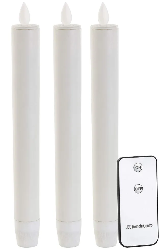 Lunartec Licht-Dekoration Stabkerzen LED weiß 3er-Set 21,5cm
