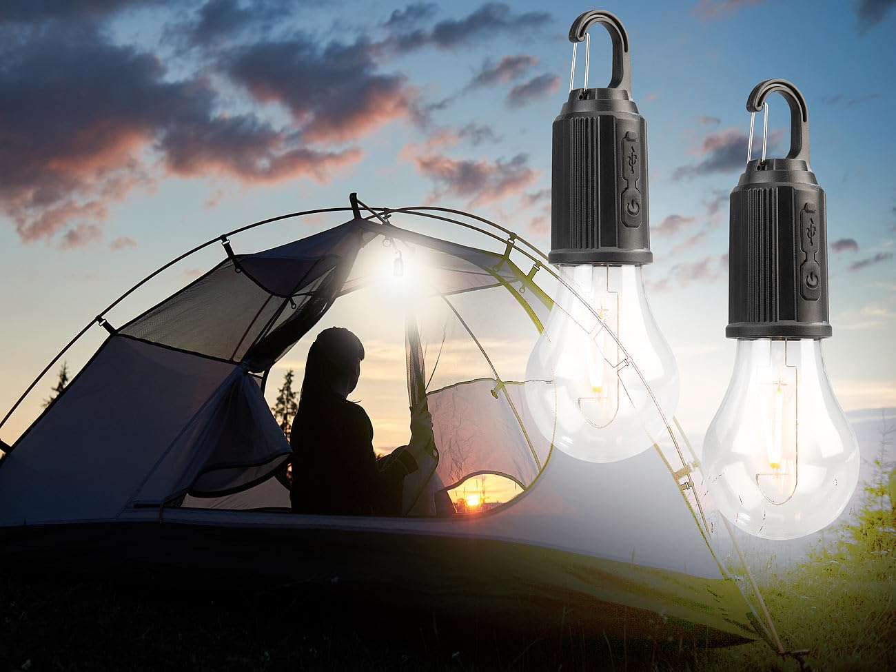 Lunartec Leuchtmittel LED Akku Glühbirne 120 lm 2er Set