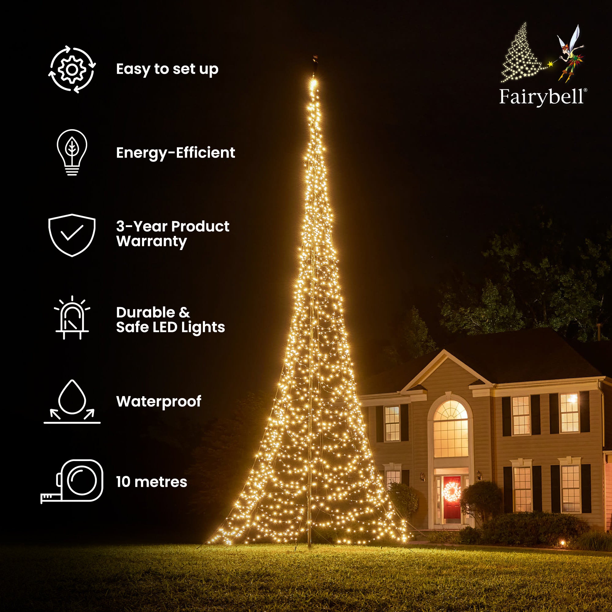 Fairybell Standard 10 m 2000 LED Lichterbaum warmweiß ohne Mast