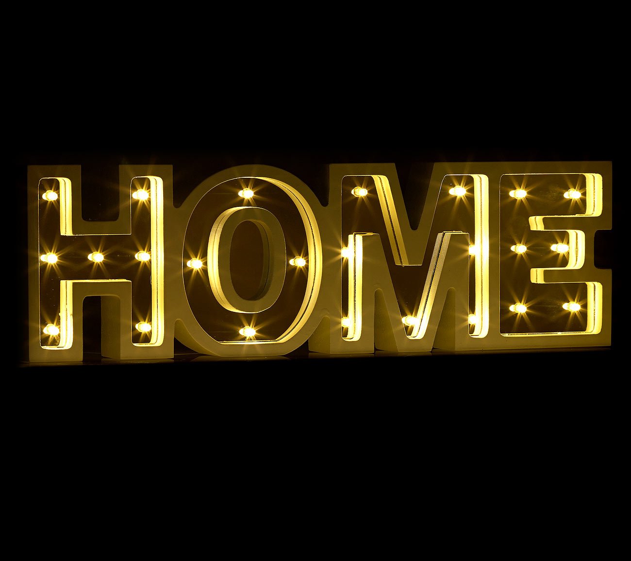 Lunartec LED-Schriftzug Home Holz Spiegel Timer batteriebetrieben