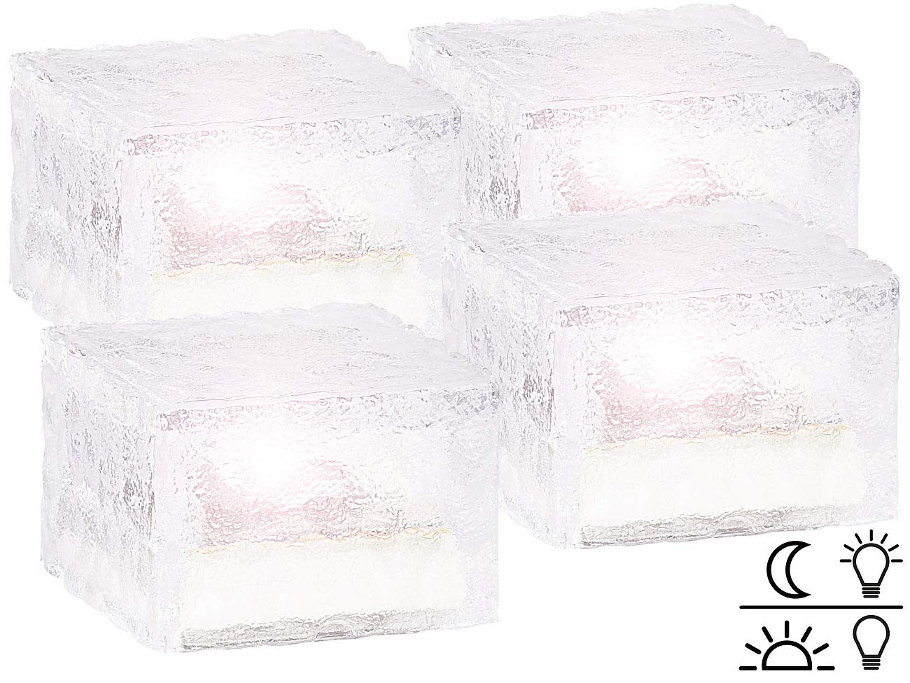 Lunartec Solar-Glasbaustein LED klein 7x7 cm 4er-Set