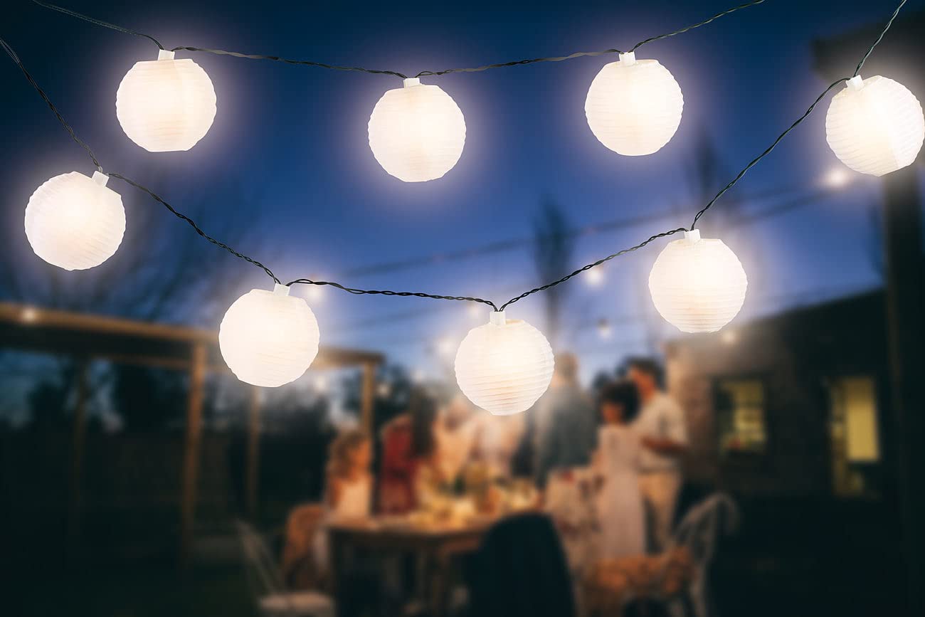 Lunartec Licht-Dekoration Solar Lampion-Lichterkette warmweiss 2er-Set