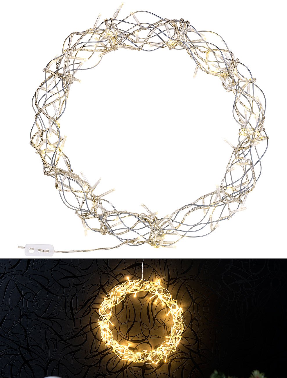 Lunartec Licht-Dekoration LED-Lichterkranz 90 LEDs 30 cm warmweiß