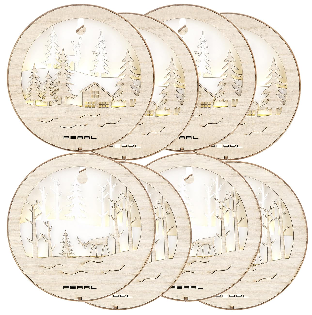 Lunartec Innenbeleuchtung Holzbilder LED warmweiß 8er-Set