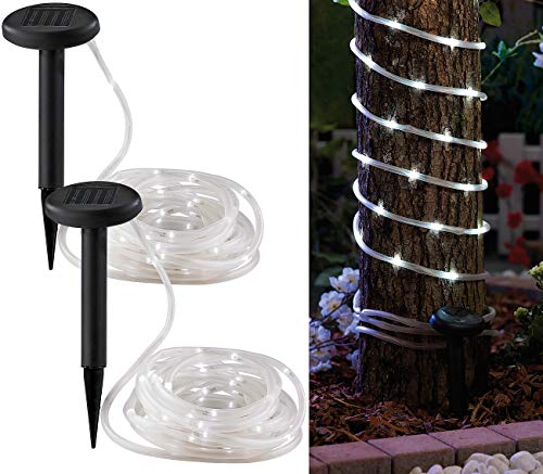 Lunartec 2er Solar-Lichtschläuche 5 m weiß 50 LEDs