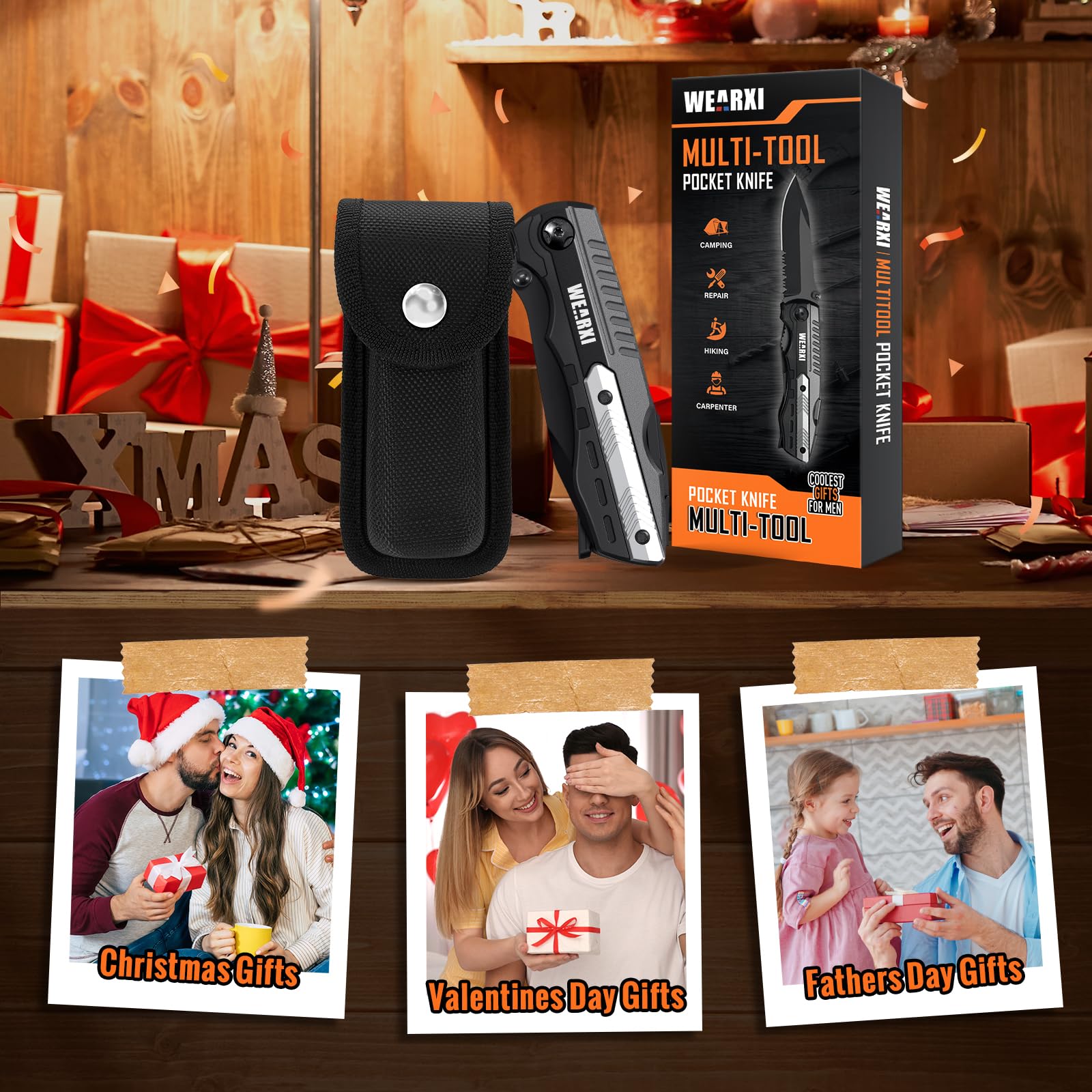 Wearxi Multitool Taschenmesser 13in1 Klappmesser Camping