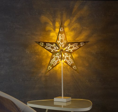 Lunartec Licht-Dekoration Deko-Tischleuchte Stern Gold 2er-Set