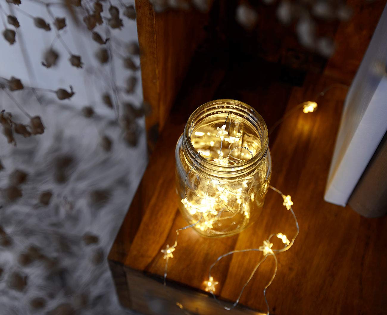 Lunartec Licht-Dekoration Sternen-Lichterkette warmweiß 4m Batterie