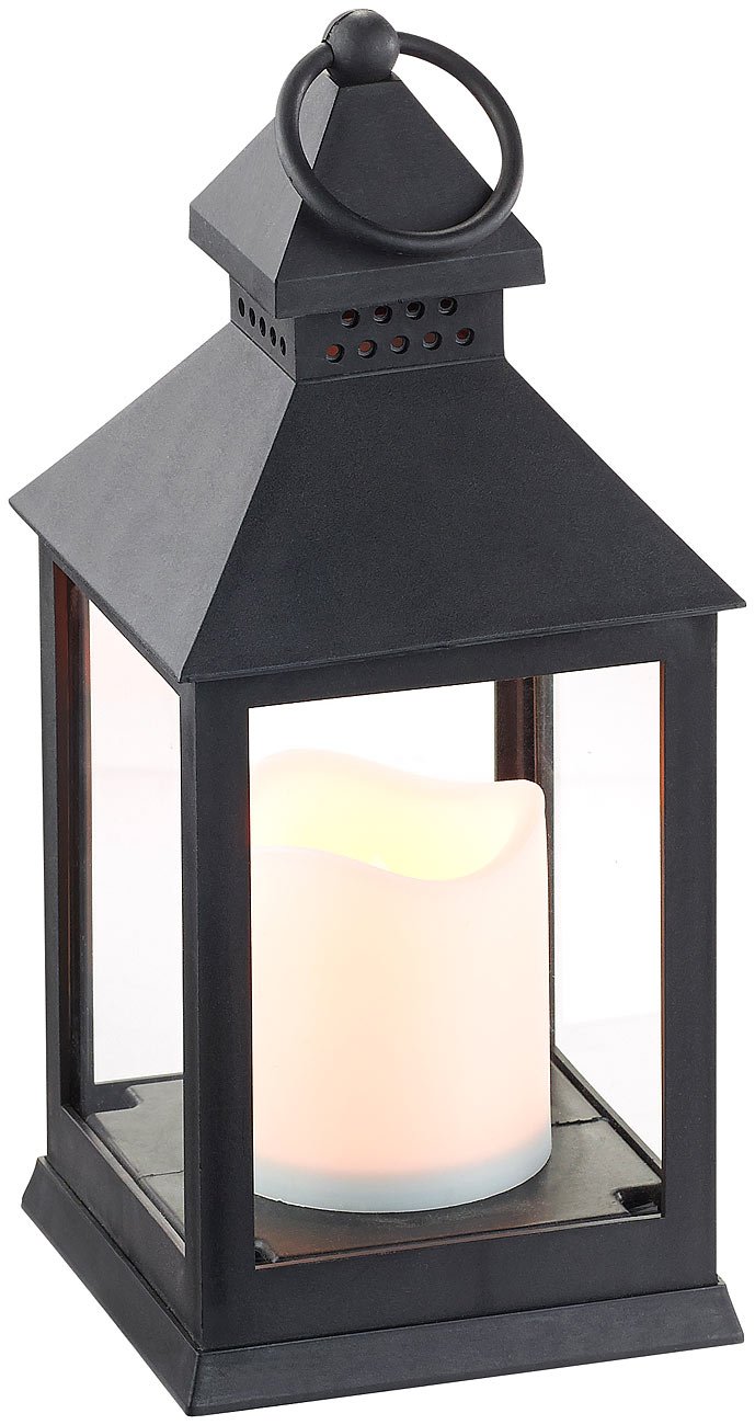 Lunartec Licht-Dekoration Sturmlaterne LED Timer 2er-Pack schwarz
