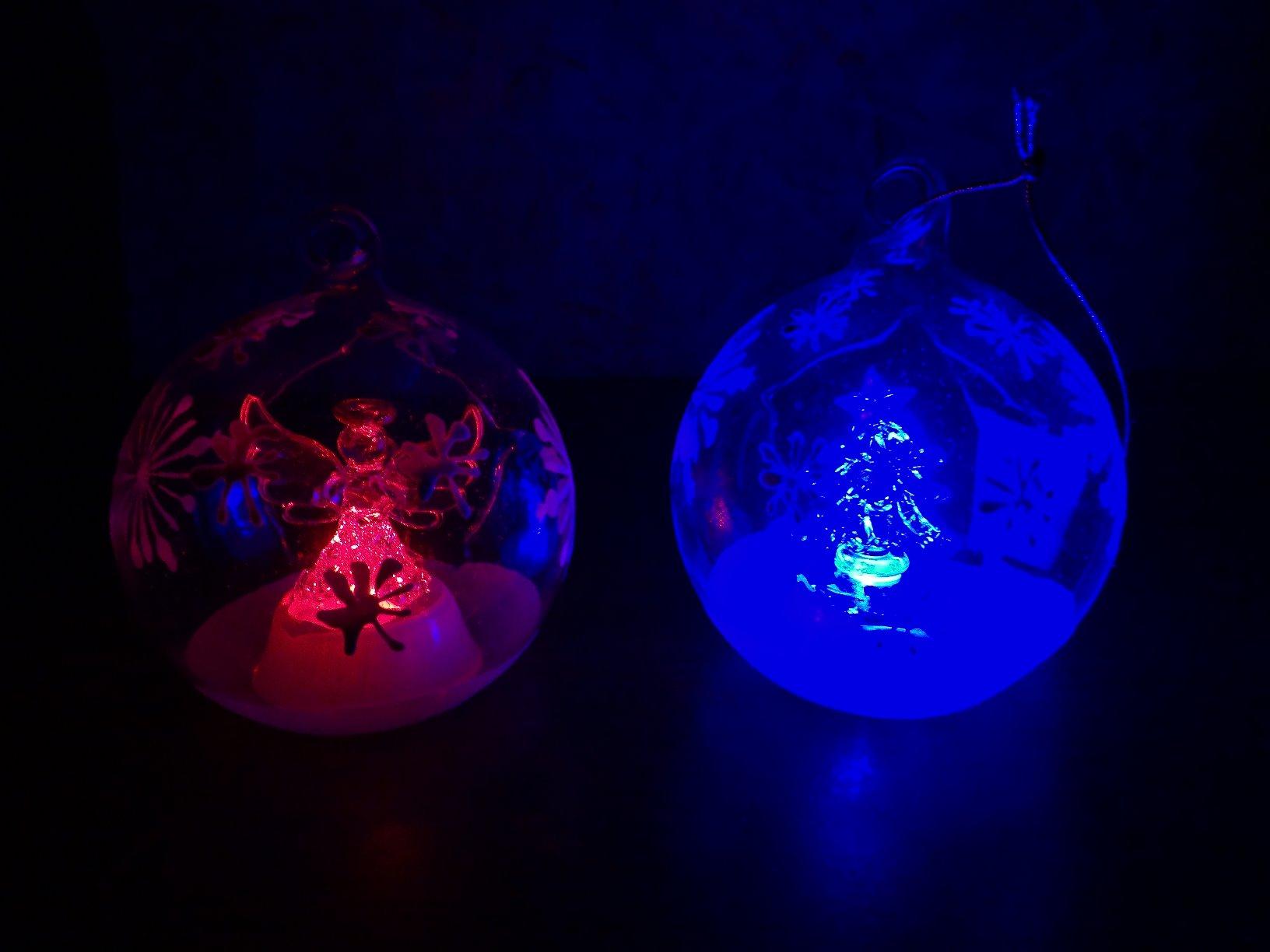 Lunartec Weihnachtskugeln LED-Glas 2er-Set Farbwechsel