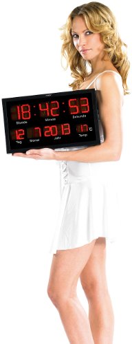 Lunartec LED-Uhren Wanduhr groß digital Datum Temperatur