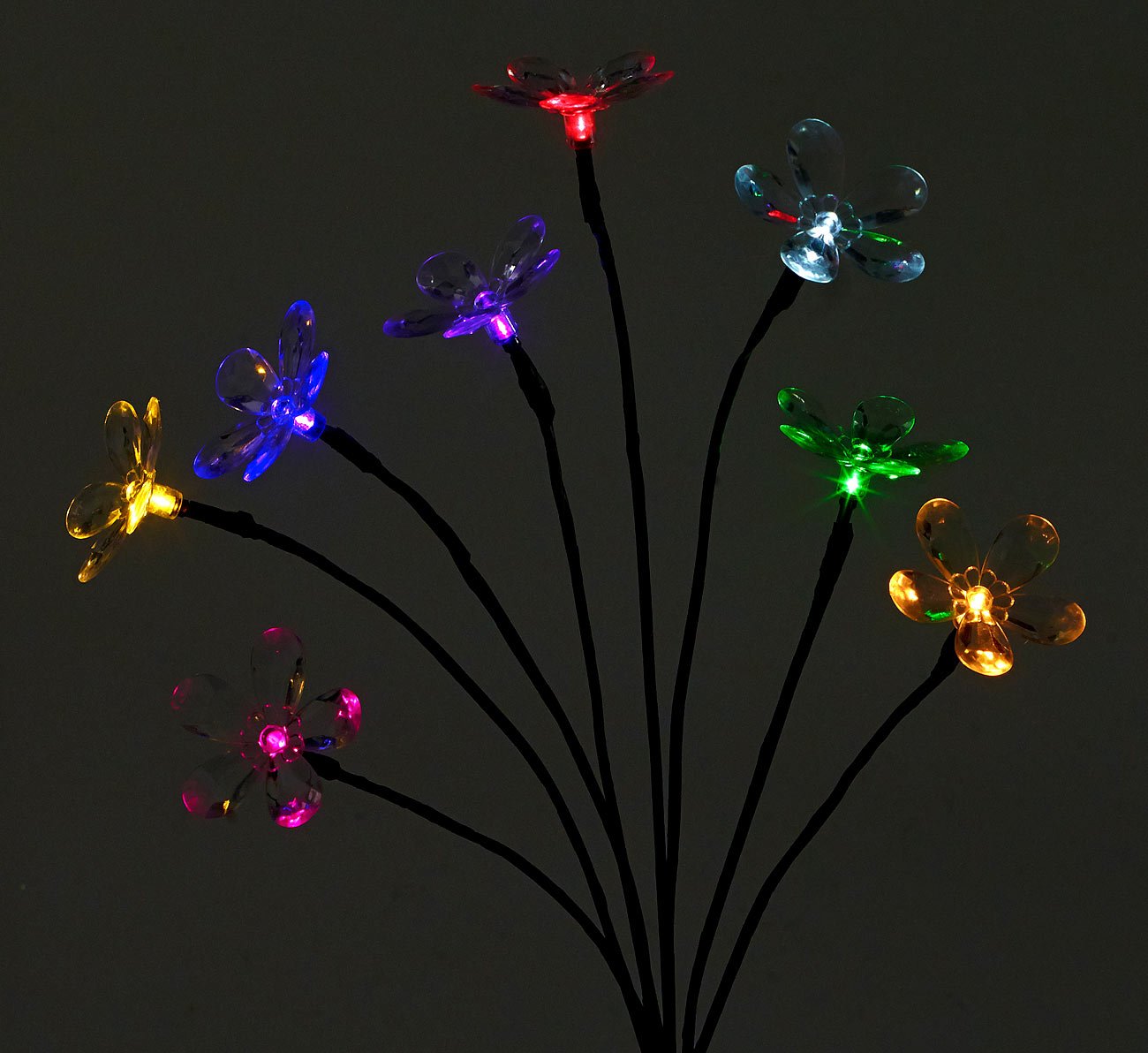 Lunartec Solar-Lichtersträucher 2er-Set 8 Blüten 50 cm