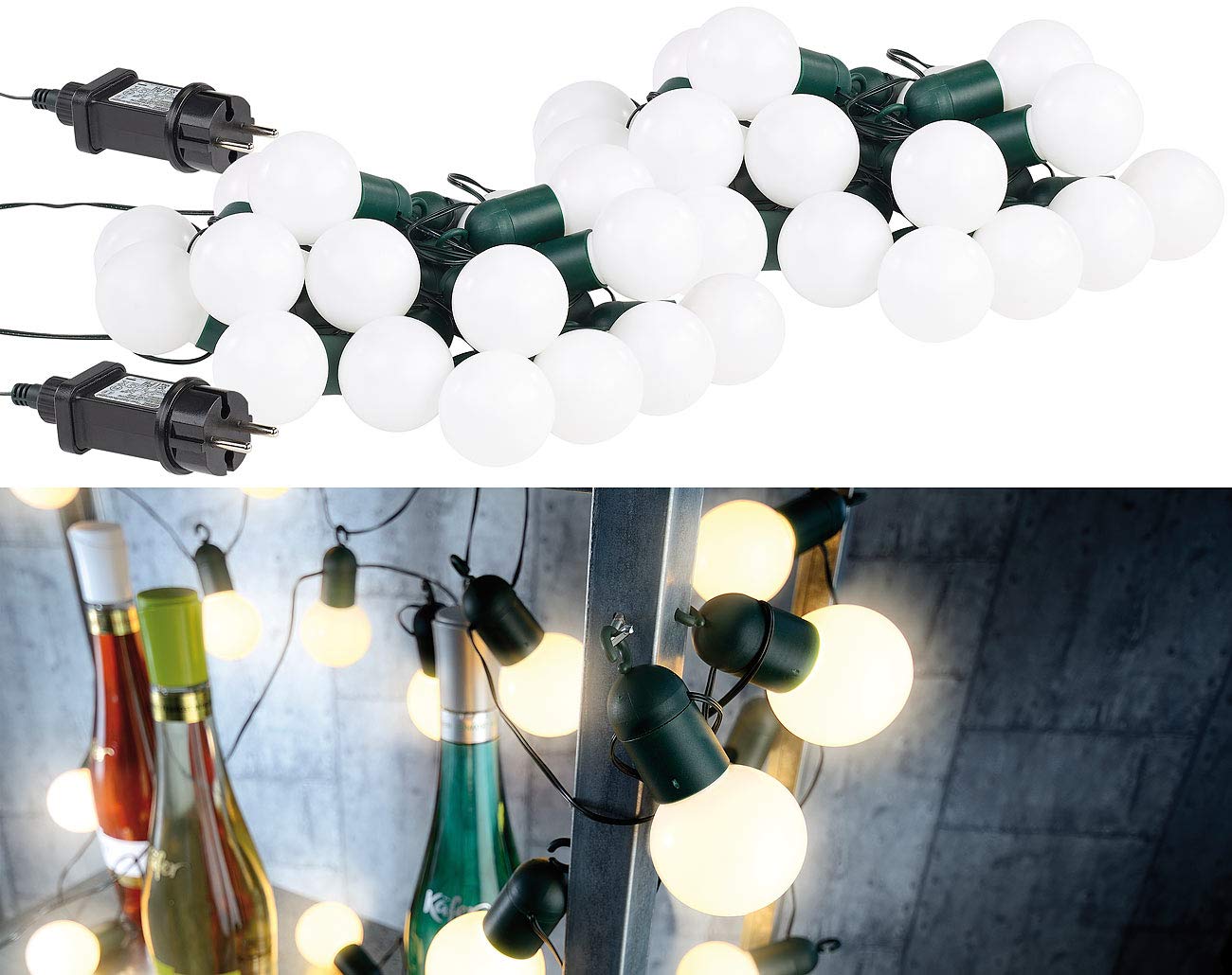 Lunartec Licht-Dekoration LED-Lichterkette 2er-Set 20 Birnen warmweiß