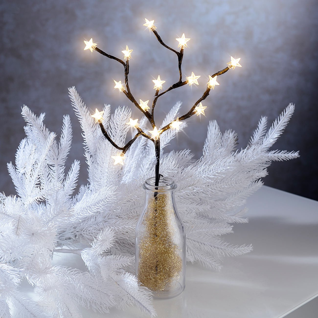 Lunartec LED-Lichterzweig 16 Sterne 44 cm batteriebetrieben