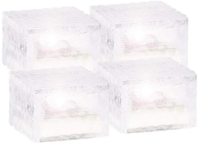 Lunartec Solar-Glasbaustein LED klein 7x7 cm 4er-Set