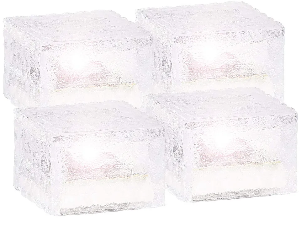 Lunartec Solar-Glasbaustein LED klein 7x7 cm 4er-Set