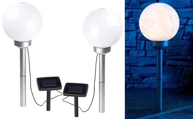 Lunartec Licht-Dekoration Solar-LED-Leuchtkugel Ø20cm 2er-Set