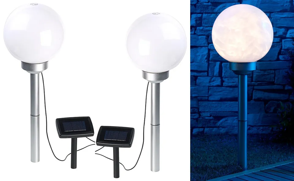 Lunartec Licht-Dekoration Solar-LED-Leuchtkugel Ø20cm 2er-Set