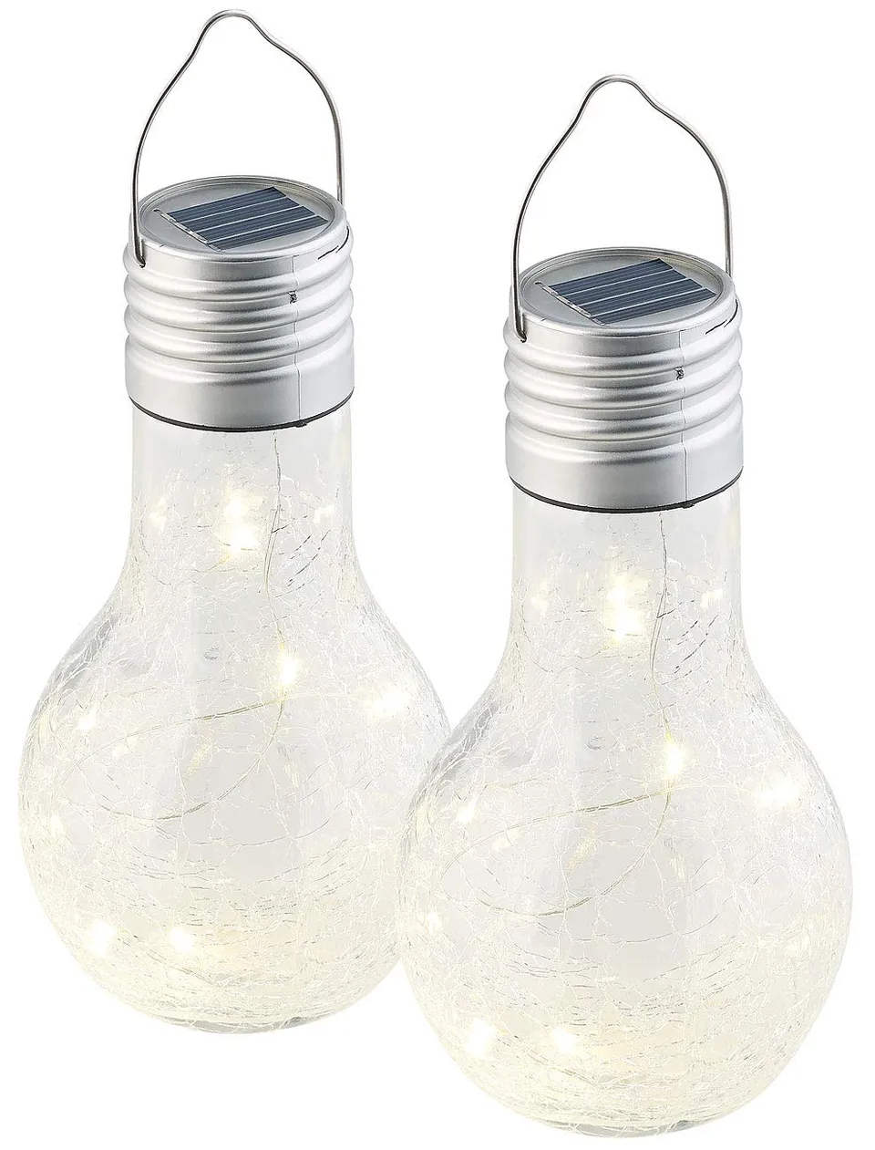Lunartec Leuchtmittel Solar-Glühbirne Crackle 2er warmweiß