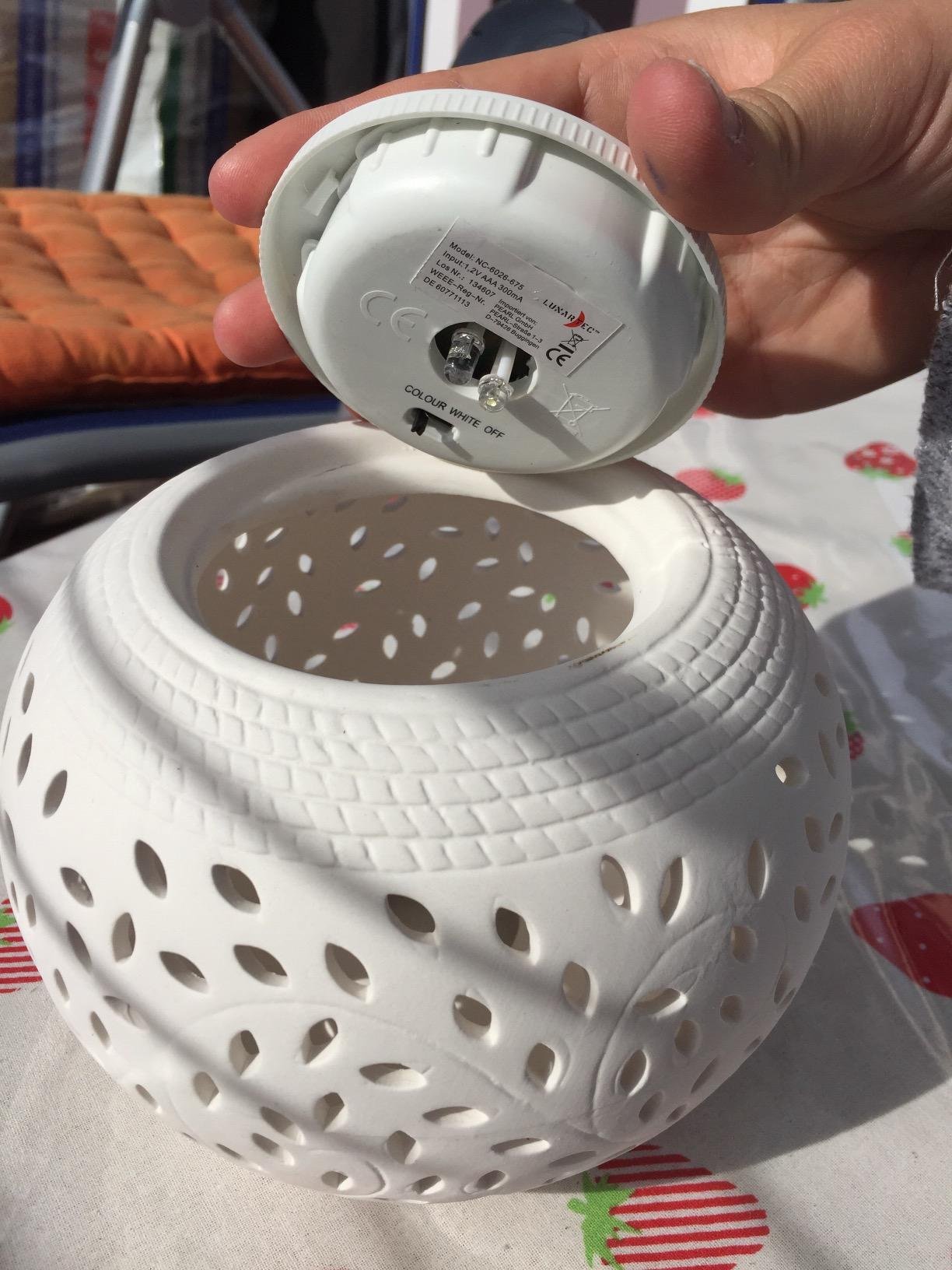Lunartec Solar Windlicht Porzellan Farbwechsel warmweiß
