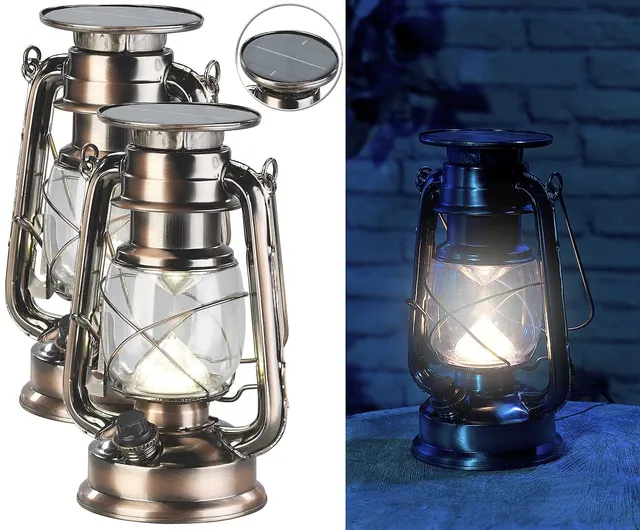 Lunartec Außenbeleuchtung Solar Sturmlampe 2er-Set bronze 200lm