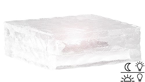 Lunartec Außenbeleuchtung Solar-Glasbaustein L weiß 15x15x5 cm