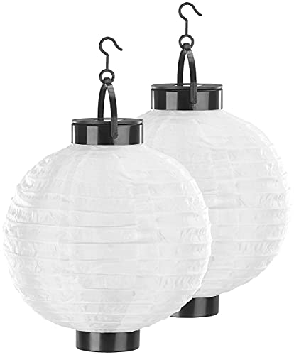 Lunartec Licht-Dekoration Solar-Lampion weiß warmweiß 2er-Set 20cm