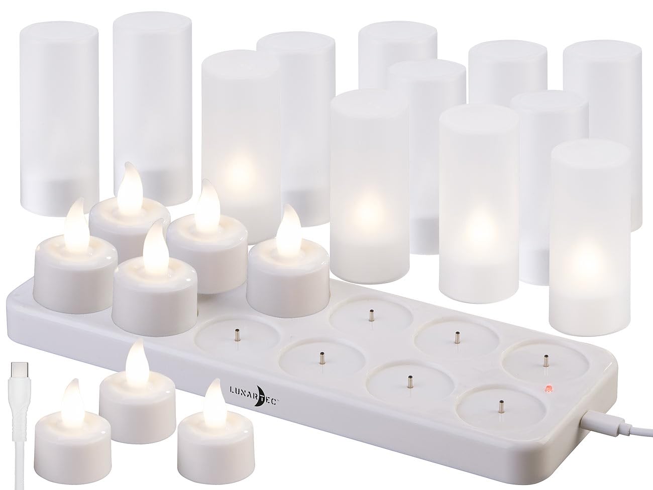 Lunartec Licht-Dekoration LED-Teelichter warmweiß 12er-Set Timer
