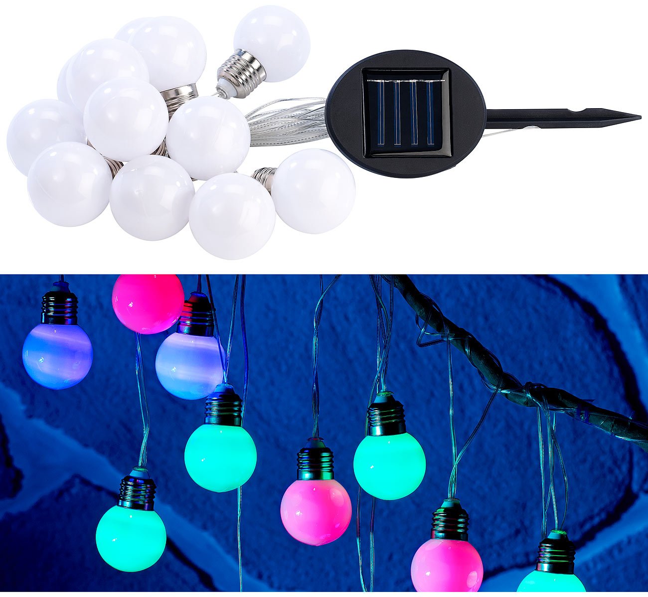 Lunartec Licht-Dekoration Lichterkette Solar 5 m multicolor