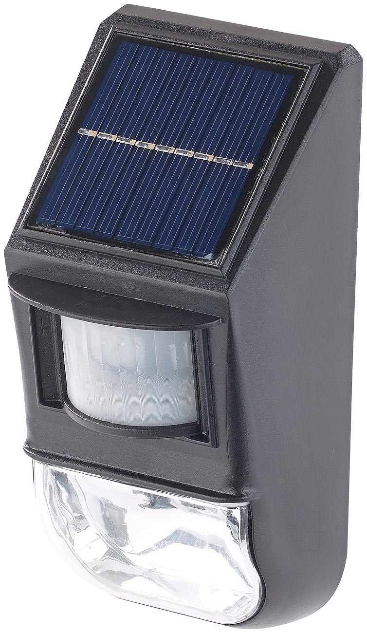 Lunartec Außenbeleuchtung Solar-Wandleuchte 2er-Set 50 lm Sensor