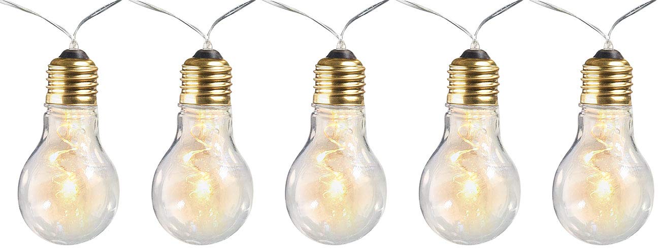 Lunartec Glühbirnen-Lichterkette 5 LED warmweiß 150 cm Batterie