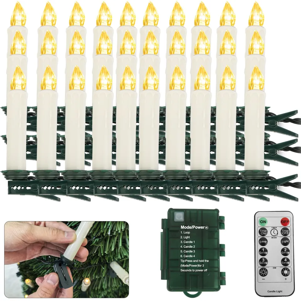 Koopower Candle Lights Lichterkette 10M 30 Kerzen mit Timer
