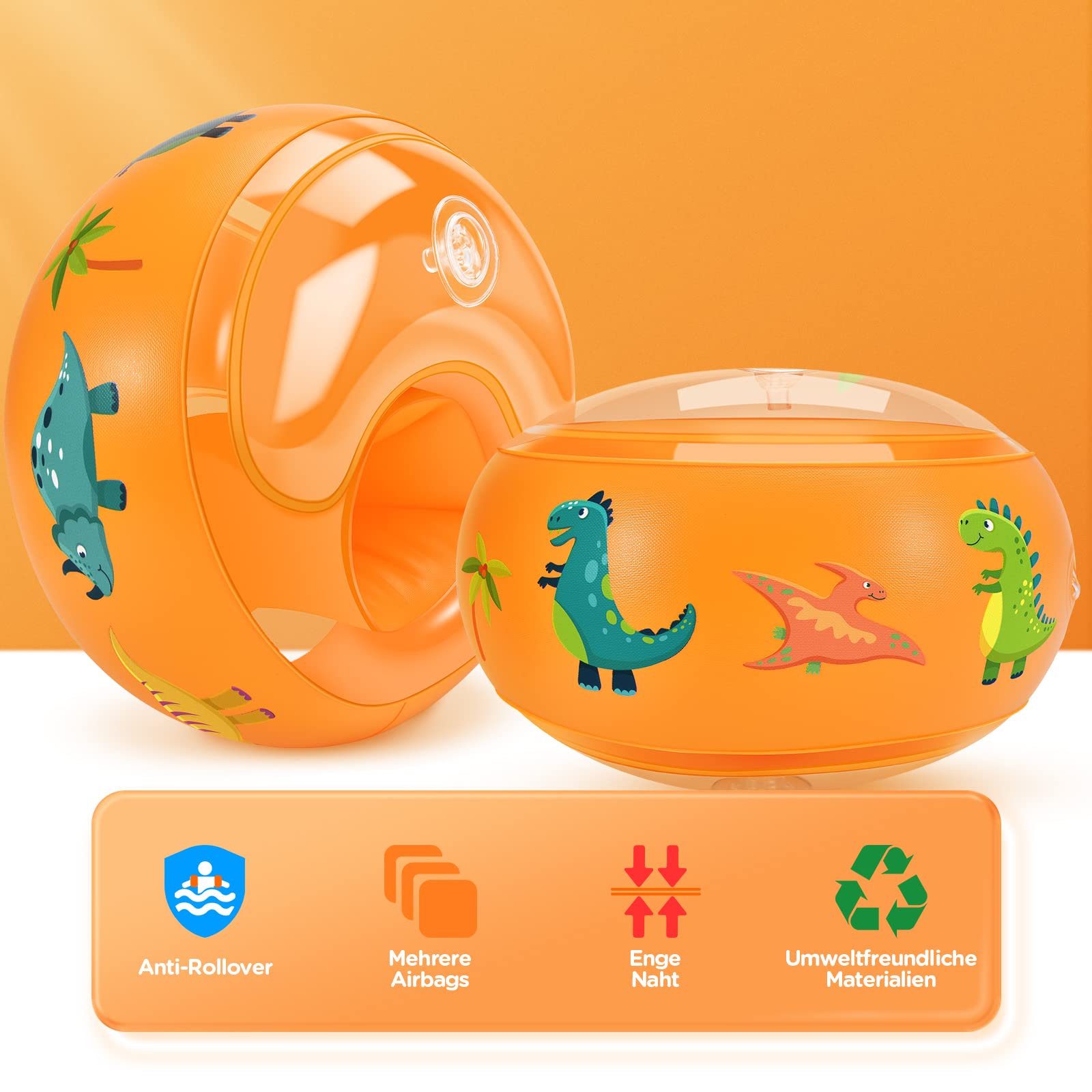 WEARXI Schwimmhilfen Schwimmflügel Orange 1-6 Jahre 5-25 kg