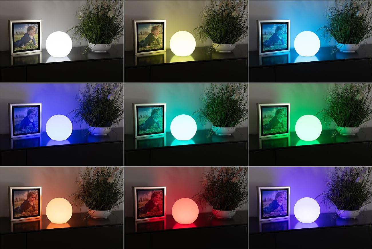 Lunartec Licht-Dekoration Leuchtkugel Akku Ø20cm RGBW IP54
