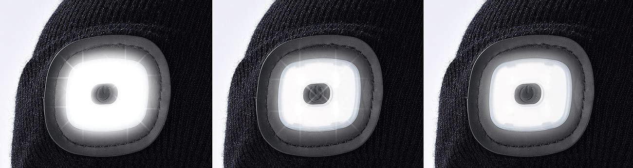 Lunartec LED-Mütze schwarz USB Strickmütze mit Licht