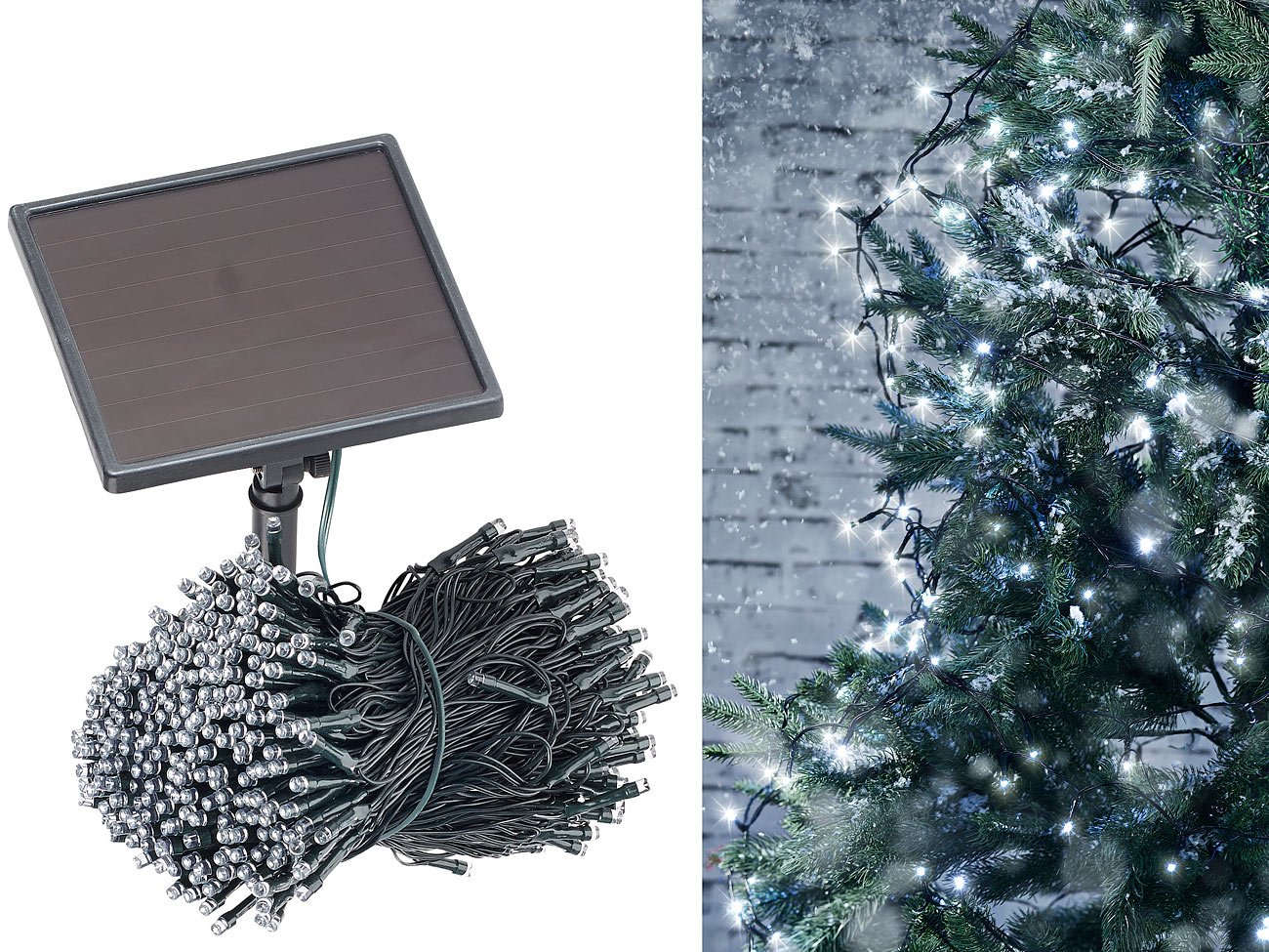 Lunartec Licht-Dekoration Solar-Lichterkette weiß 50m 500 LEDs