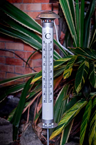 Bonetti Solar Lights Gartenthermometer 112cm kaltweiß mit Erdspieß